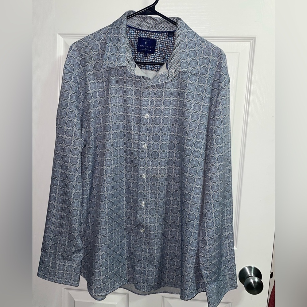 CON.STRUCT Blue and White Paisley Shirt